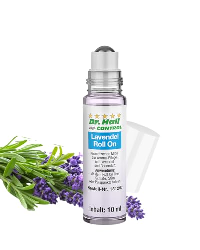Dr. Hall Lavendel Roll On – beruhigender Duftroller für besseren Schlaf, mit Lavendel-, Ylang-Ylang- & Mandarinenöl, für Stirn & Schläfen, 10ml