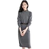 ニットワンピース レディース ひざ丈 長袖 無地 モックネック リブ Iライン 秋冬 シンプル 柔らかい 上品 シック 10分袖 女性用 華奢見せ 大人 シック おしゃれ着 ウエストマーク 体系 プチハイネック 抜け感 キレイめ しっかり見え シンプルライフ 女性 ぬけ感 優雅 低身長 リッチ ロング袖 瘦せ見え トレンド感 こなれ感 おとな らくちん JS22-GY-S