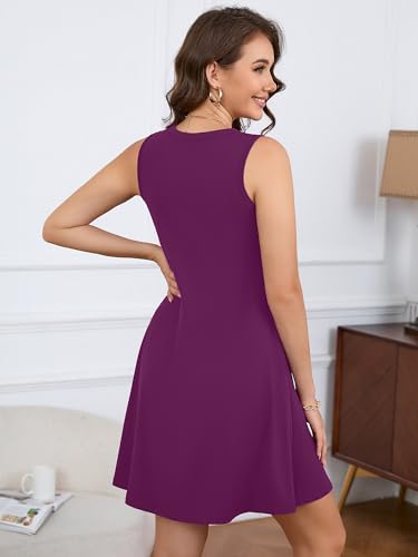 Image of KORSIS Tank Dress for Women Elegant T-Shirt Summer Soft Dresses Sleeveless Swing A Line Vacation Beach Sundress with Pockets