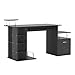 HOMCOM Scrivania PC Moderna con Cassetti, Ripiani e Tastiera Estraibile, per Casa o Ufficio in Legno Nero 152x60x88cm