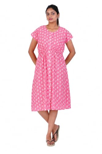 Image of MENMAII Women's [L-4XL] Full Open /Front Buttoned [a Kind of Adaptive Clothing] Multipurpose Nighty for Maternity /Pregnancy /Elderly /Patient /Feeding /Hospital Purpose Nighty