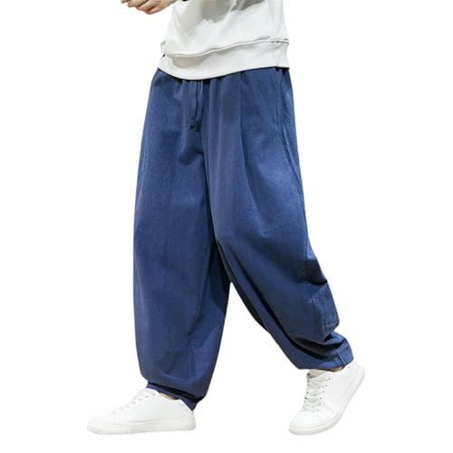 Pantalon lanterne ample homme coton lin jambe large décontracté automne