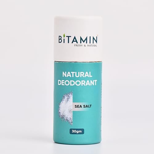 Image of Bitamin Natural Underarm deodorant Roll On Cream | Men & Women Skincare 5% Vitamin C & E | Alcohol, Parabens free | Anti Pigmentation & Odour Control | Made in India | Sea Salt 30 g (Pack of 1)
