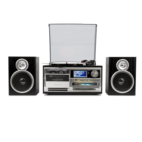Trevi TT 1072 Dab - Système de Tourne-Disque stéréo Bluetooth avec récepteur numérique Dab / Dab+, Fonction encoding, Lecteur MP3, CD, USB, entrée...