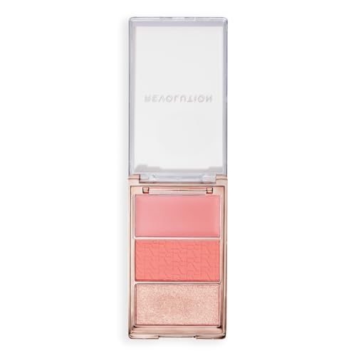 Image of Revolution Blush Icon Palette- Authentic Peach | Cream‑Matte‑Shimmer Trio with Hyaluronic Hydration | Highly Pigmented & Buildable | Long‑Lasting Flush for Indian Skin Tones- 9.8g