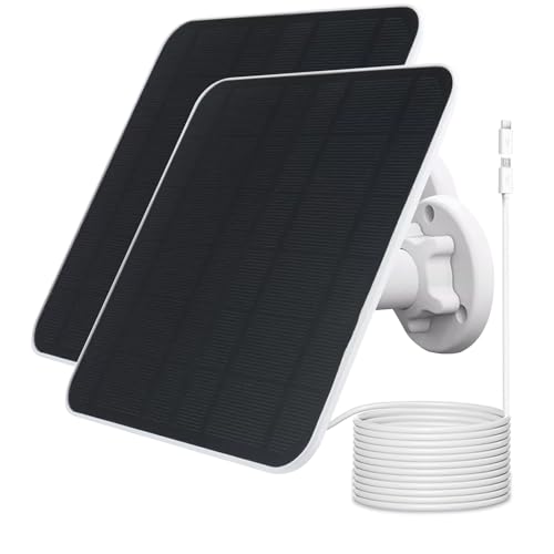 Image of Solar Panel Charger Compatible with Eufycam 2C/2C Pro/E40/E20/2/2 Pro/E, 5V 5W Continuously Charging, 9.8ft Cable, Weatherproof (2Pack)