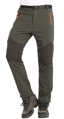 HTB Men's Climbing Fishing Hunting Travel Cargo Pants Moisture Wicking Wear Resistant Working Trousers Zipper Pockets(Green,US 34)