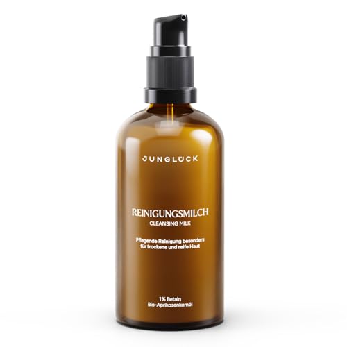 JUNGLÜCK Reinigungsmilch Gesicht - Vegan | Gesichtsreinigung mit BIO Aloe Vera & BIO Mandelöl zur Entfernung von Make-up | Pflegt die Haut bereits bei der Reinigung ohne auszutrocknen