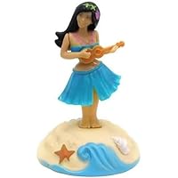 Blue Solar Powered Dancing Figures Decoration, Solar Shaking Head Ornaments Hula Girl, Solar Powered Car Dashboard Interior Decoration Desktop Ornaments Shaking Head Figure Toy, Action Toy Figure