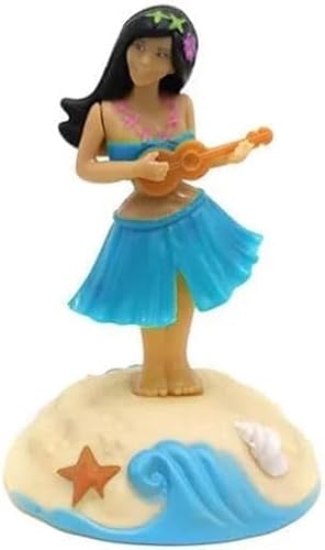 Dwuww Blue Solar Powered Dancing Figures Decoration -Hawaii Shaking Head Ornaments Hula Girl -Car Dashboard Interior Decoration Desktop Ornaments, Bobbleheads and Busts Statues