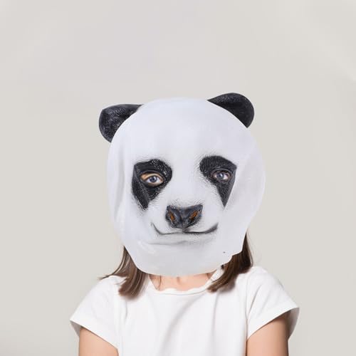 Máscara de panda de látex realista lavable para disfraces de Halloween 6