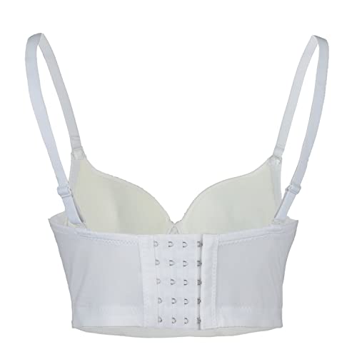ELLACCI Women's Handmade Rhinestone Diamond Push up Bustier Crop Top Sexy Punk Corset Bra White2