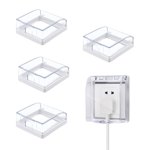 Sipiris Tapa De Enchufe Autoadhesiva 86 Caja De Protección Contra Salpicaduras De Enchufe De Interruptor De Pared Tapa Impermeable De Enchufe De Interruptor De Pared (4 Piezas)
