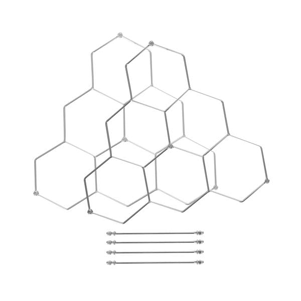 Botellero para 6 botellas de vino cromado y soporte hexagonal modular 7