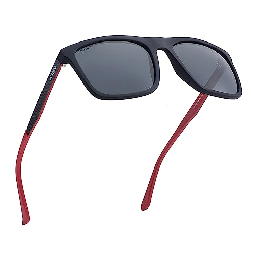 Image of Men's Polarized Sunglasses, Square Rubber Frame Carbon Fiber Temple Fishing Driving Sun Glasses UV Protection RFS8205