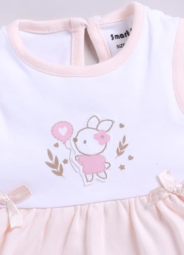 Image of Smart Baby Cotton Frock Set for Baby Girl - Stylish Soft Dress | Bunny with Balloon Applique | Pack of 1