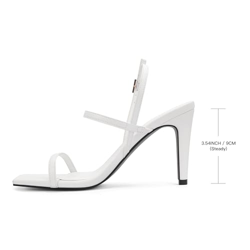 Image of PARTY Women's Strappy High Heeled Sandals Open Toe Ankle Strap heels Comfy Weddings Shoes,EMMA-White Pu-11-O1
