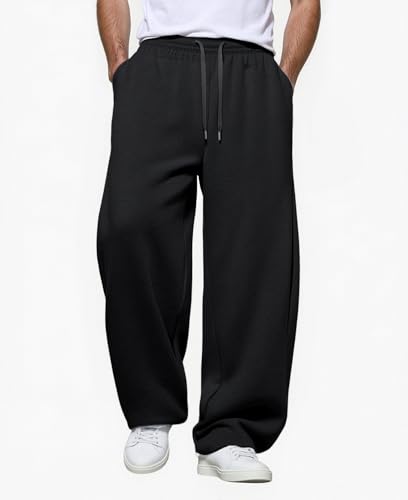 Image of Susclude Mens Lightweight Baggy Sweatpants Wide Leg Gym Lounge with Pockets | Wide Leg, Premium Cotton Blend, Inner /Outer Drawstring, 3 Pockets, Y2K Oversized, Breathable for Gym Lounge All Seasons