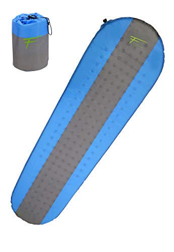 Fitem Zelfopblazend matras voor 1 persoon, geen pomp of luchtbellen, voor kamperen, wandelen, reizen, strand, warm matras, stil en comfortabel, 188 x 58 x 4 cm