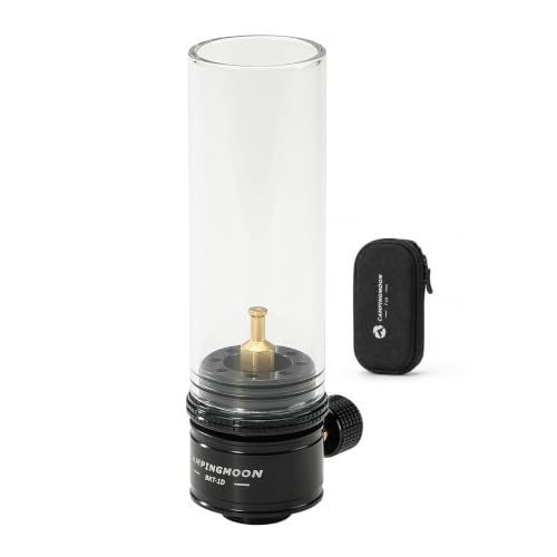 Image of CAMPINGMOON Gas Candle Lantern for EN417 Canisters with EVA Case (Black) | Soft gas candle flame for outdoor dining and camp tables