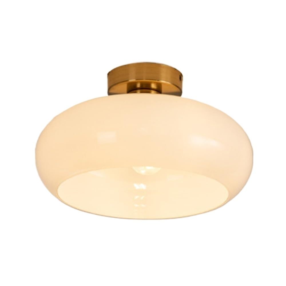 Plafonnier semi-encastré globe mi-siècle en verre blanc, luminaire esthétique haut de gamme