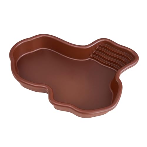 QUXVUIS 爬虫類浸漬浴槽排水スタイル底簡単なクリーニングのためのプラスチック日光浴プラットフォームカメタンクカメ亀, タイプ+1