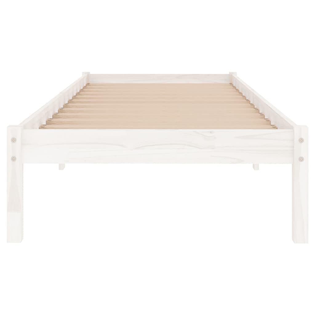 vidaXL Massivholzbett, Bett Holzbett für Schlafzimmer, Bettgestell Bettrahmen mit Lattenrost, Einzelbett Schlafzimmerbett, Modern, Weiß 90x190cm