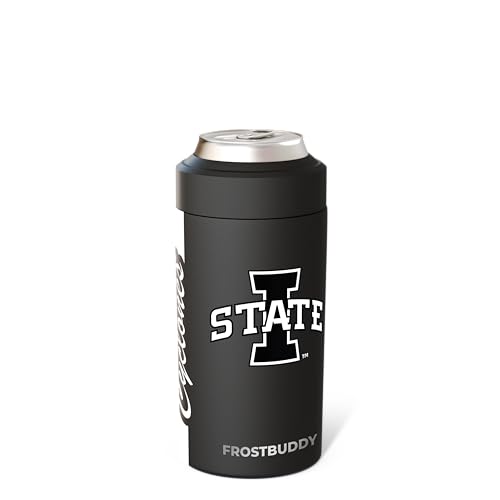 Image of Frost Buddy Universal Can Cooler - Slim Cans, 12 /16oz (Iowa State Hawkeyes) | 20x colder, cold up to 24 hrs | Sleek, lightweight design | Premium build quality | Coffee-mug ready with add-on lid