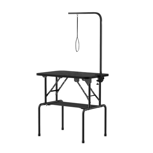 Image of 32 Inch Foldable Dog Grooming Table with Adjustable Arm, Nooses & Storage Basket - Non-Slip Pet Grooming Station for Dogs & Cats - Supports Up to 300 lbs (32 inches)