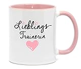 Nice-Presents-de Tasse Lieblingstrainerin Hochwertige Tasse für die zuverlässige Trainerin in Beruf, Schule oder Sport, beidseitig Bedruckt. Tolles Gesechenk zu jeder Gelegenheit. (Rosa)