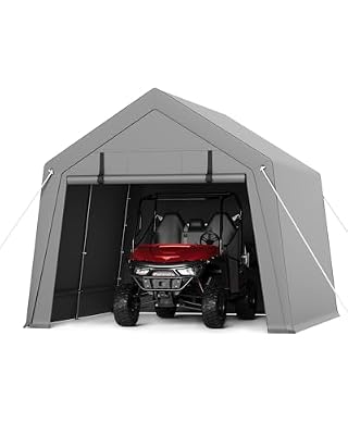 VerisShade 10 x 10 ft Carport Storage Shed, Shelter Logic with 2 Roll-up Zipper Door, Heavy Duty Waterproof Tarp, Storage Tent for ATV, Motorcycle, Bike, Garden Tools, Firewood
