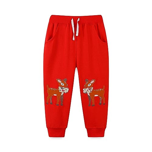 Image of Mud Kingdom Little Boys Girls Christmas Sweatpants Elastic Waist Joggers Embroidered Pattern Sweat Pants with Pockets
