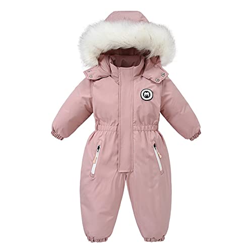 Combinaison de ski bébé imperméable et coupe-vent en duvet rose 2-3 ans