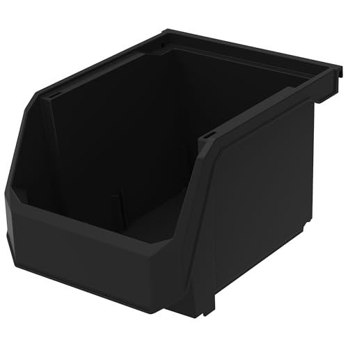Image of ReadySpace Plastic Containers for Organizing and Storage Bins for Drawers, Desks, Office Organization, and Garage, Stackable Bins, Medium-Tall (7 inch x 11 inch x 8 inch), 4-Pack, Black