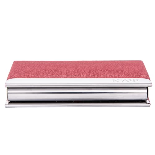 Desert Cactus Kappa Alpha Psi Business Card Holder Fraternity KAP Divine 9 D9 Stainless Steel Metal with Magnetic Closure and Laser Engraving (Red Faux Leather) 5