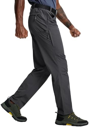 Zoofly Mens Fishing Pants Waterproof Lightweight Quick Dry Nylon Outdoor Hiking Pants UPF 50+ Stretch Breathable (Dark Grey, 40W*30L)