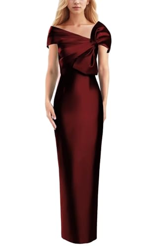 Women's Off The Shoulder Mermaid Prom Dress Satin Elegant Formal Evening Dress Floor Length Wedding Guest Dress