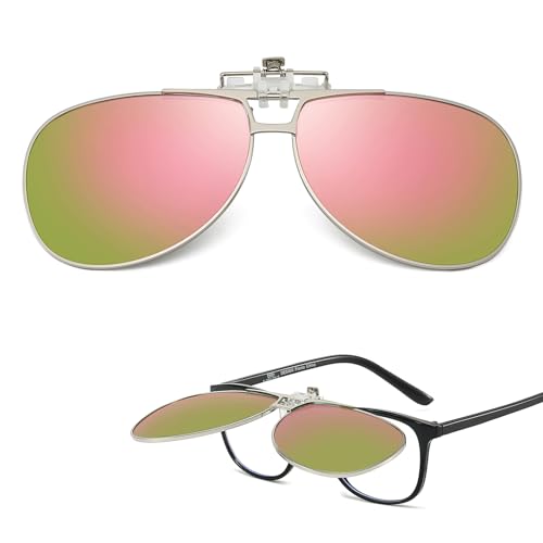 Image of Trysee Polarized Clip on Sunglasses Over Prescription Glasses Aviator Style UV400 Protection Flip Up TS-CO-013