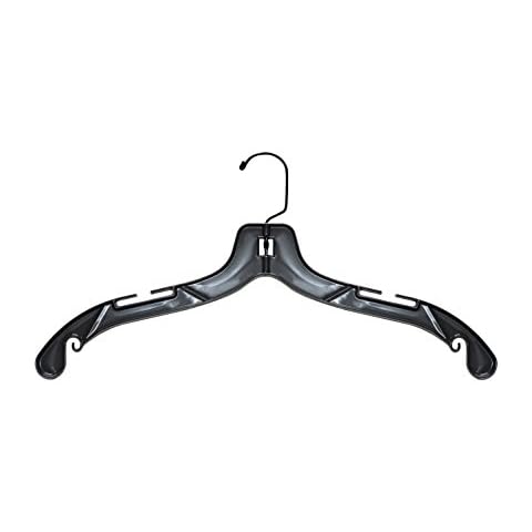 NAHANCO 2507BH Plastic Shirt/Dress Hanger with Black Swivel Hook, Medium Weight, 17", Black (Pack of 100) Cover