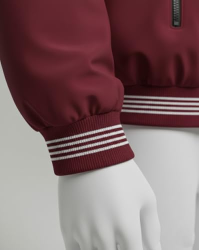 Image of Boys Solid Maroon Jacket | Kids Lightweight Winter Zip Jacket | Casual Wear