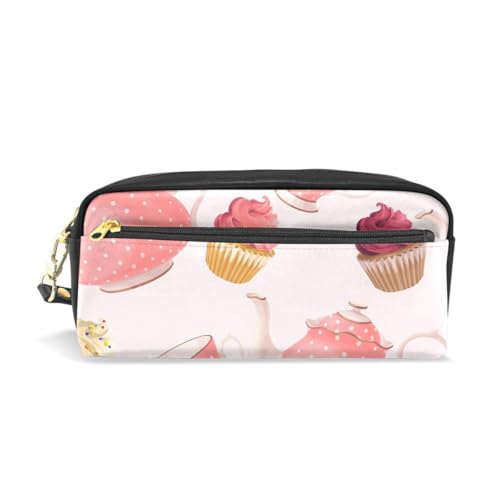 Akiraki ペンケース おしゃれ 高校生 筆箱 大容量 女の子 ふでばこ 中学生 小学生 ペンポーチ 化粧ポーチピンク アイスクリームケーキ エレガント 欧米風 PU レザー ポーチ ケース 文房具 文具 可愛い