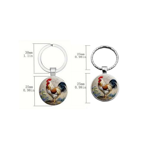 Chicken Keychain Set - 2PCS Funny Rooster Alloy Decor Keyring Gift - Image 4