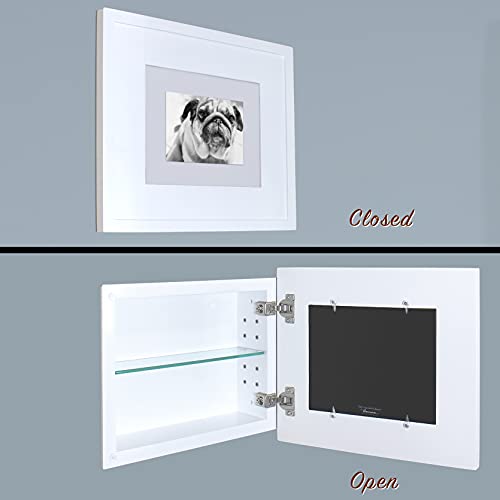 Fox Hollow Furnishings Landscape Recessed Picture Frame Medicine Cabinet (14" W X 11" H) - Contemporary White #TOP6