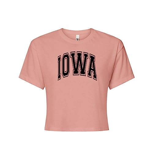 TeesAndTankYou Arch Iowa Crop Tee Shirt Women's