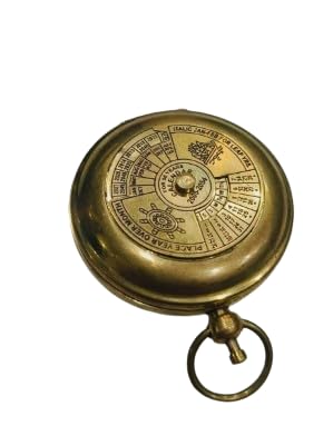 Brújula de bolsillo vintage de latón con tapa y anillo