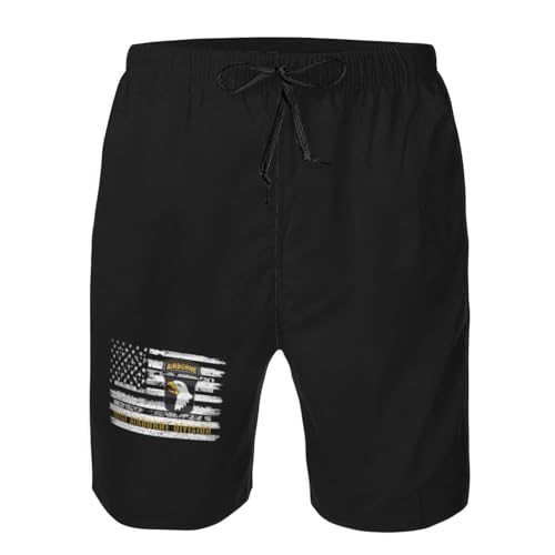 US and 101st Airborne Division (Distressed Flag) Mens Swim Trunks Quick Dry Swim Board Shorts Casual Beach Shorts4