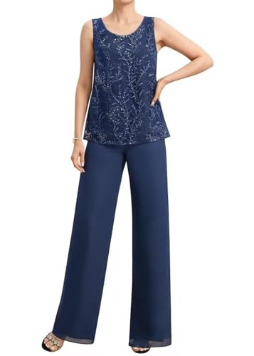 Chic & Comfy Navy Blue Plus Size Wedding Pant Suit Set - Image 2