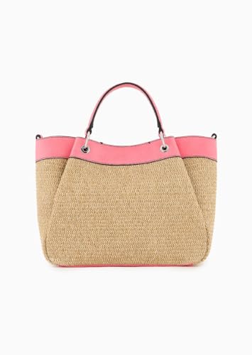 Image of Armani Exchange Women's Wave Medium Shopping Bag, Naturale /Watermelon, One Size