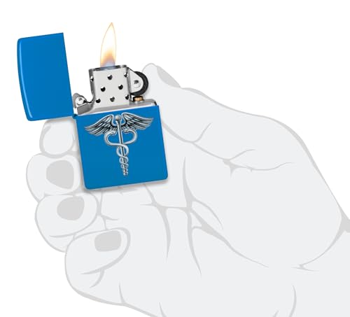 Zippo Encendedor Símbolo Caduceo Azul Mate 46671 miniatura 5
