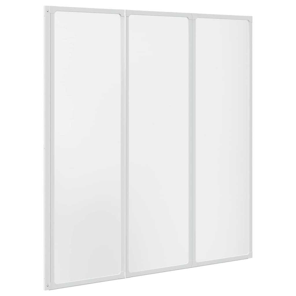 IKAYAA Mamparas de Bañera 132 x 140 cm Biombo de Baño Mampara Bañera Abatible de Aluminio & Panel de PP
